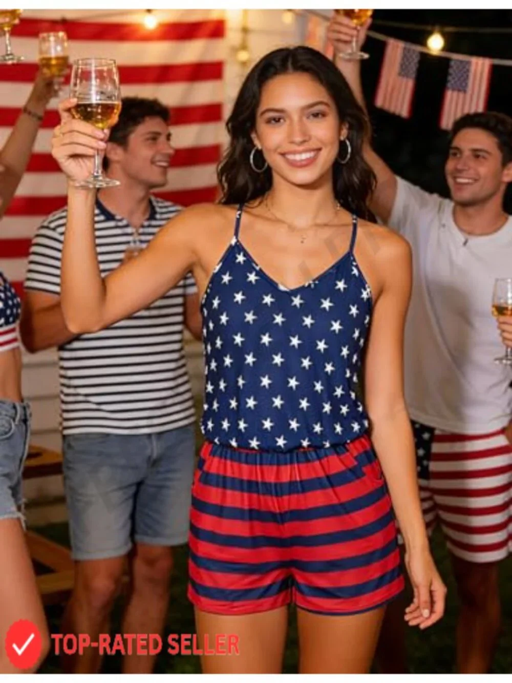 Women Sleeveless Romper Summer Casual Short Jumpsuit with Pockets Adjustable